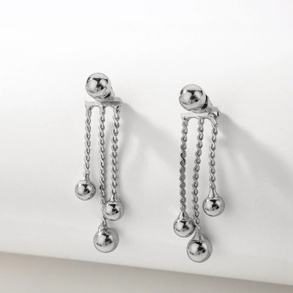 Any 2/$20! Silver Ball Studs w/Fringed Ball Jackets Earrings - Picture 2 of 6